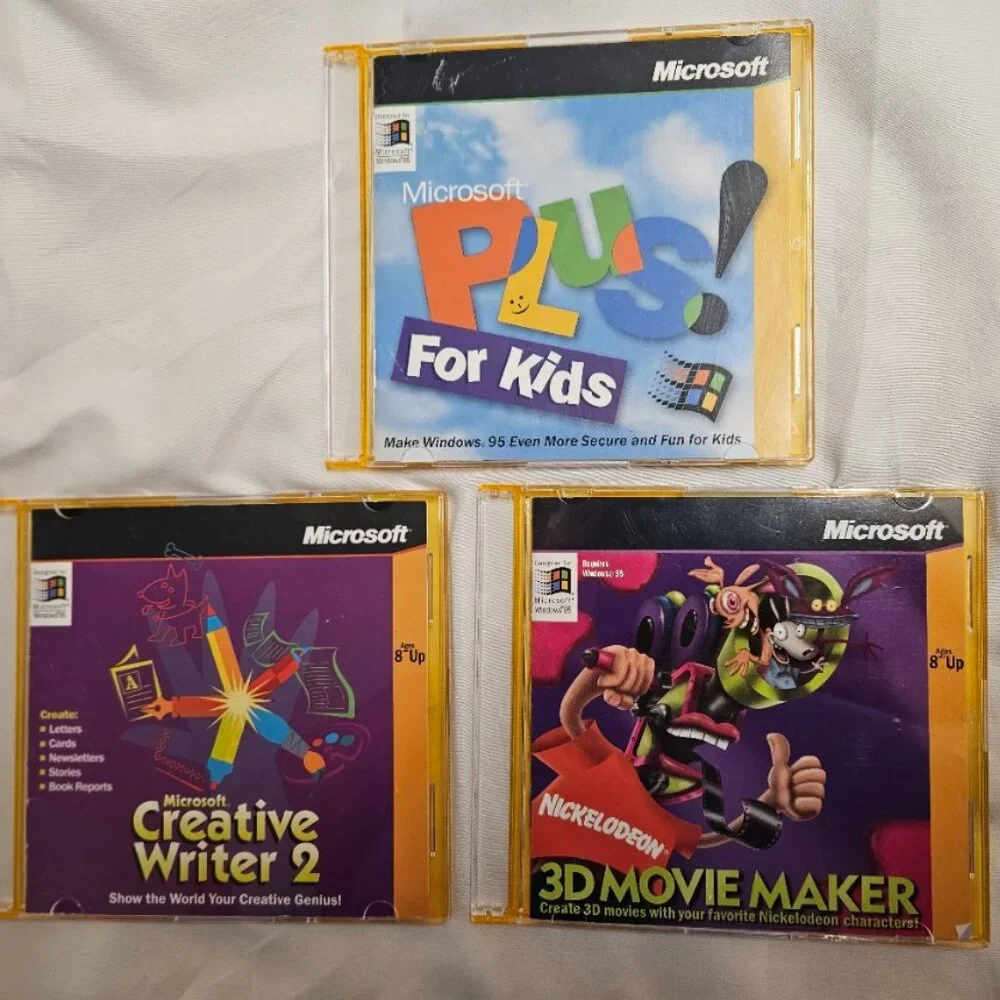 Microsoft Lot of 3 PC CD-ROMs For Kids Windows 95